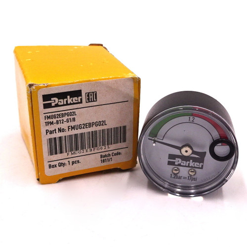 Pressure Gauge FMUG2EBPG02L Parker 17psi TPMB12G1/8 Axxa Motors & Motor Control